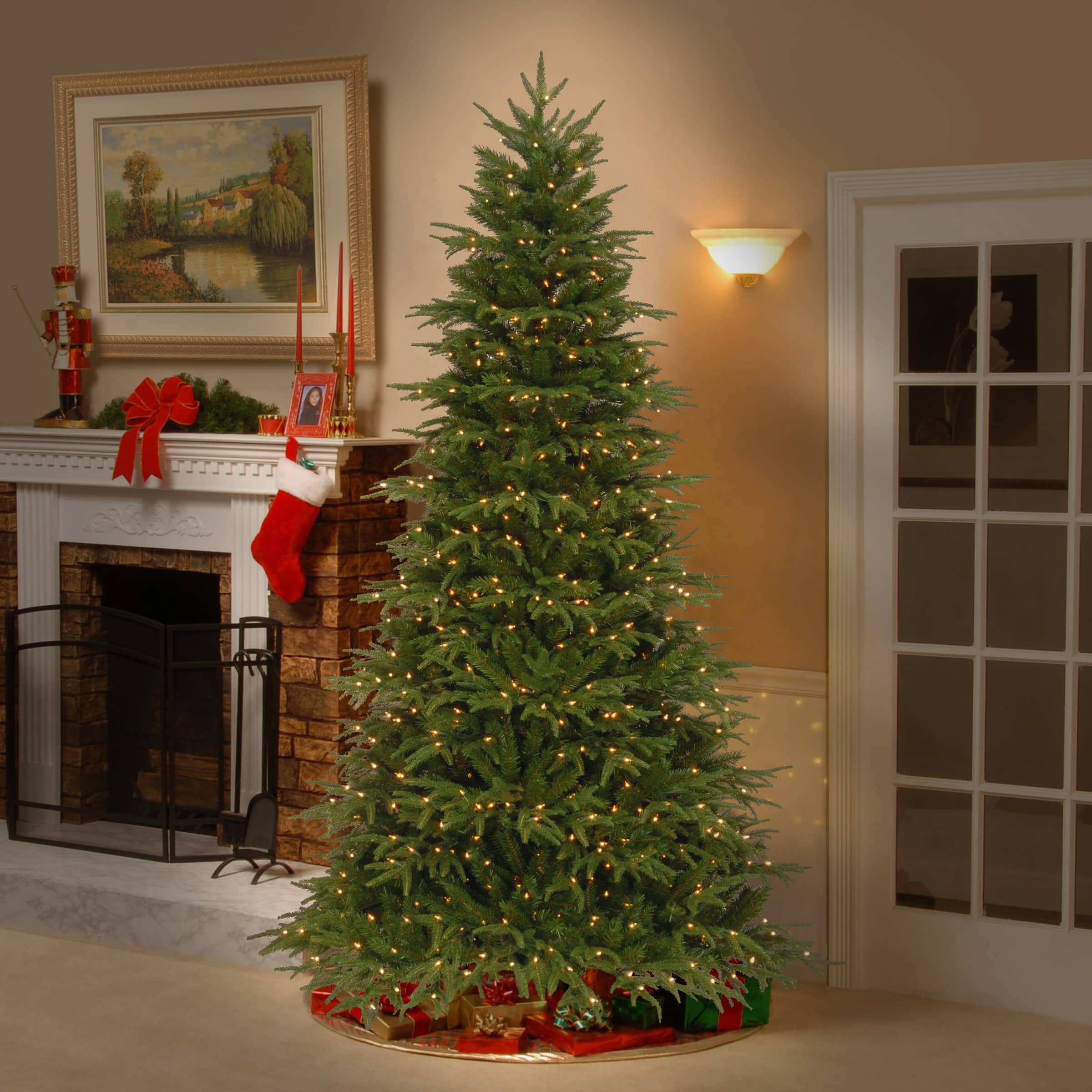 7.5ft. Pre-Lit Feel-Real&#xAE; Northern Frasier Fir Artificial Christmas Tree, Clear Lights